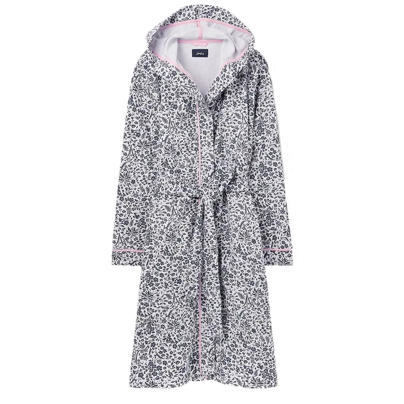 Joules Jonie Printed Jersey Dressing Gown - Woodland Ditsy 